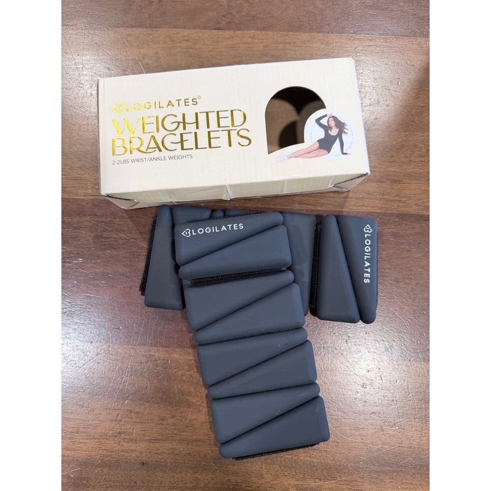 Blogilates Weighted Bracelets 2lb Set Charcoal Grey Wrist Ankle Weights 1lb Each